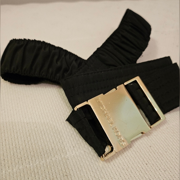 Michael Kors Black And Gold Elastic Waist Belt | Size Medium - Picture 4 of 7